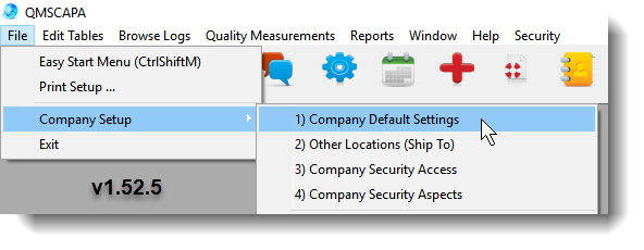 Default Settings for the Company file